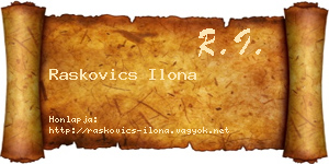 Raskovics Ilona névjegykártya